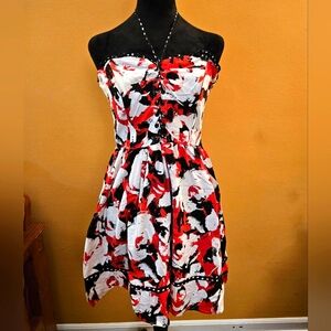 Grass Collection Red and Black Strapless Sundress